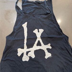 Brandy Melville Black Tank Top with White Graphic